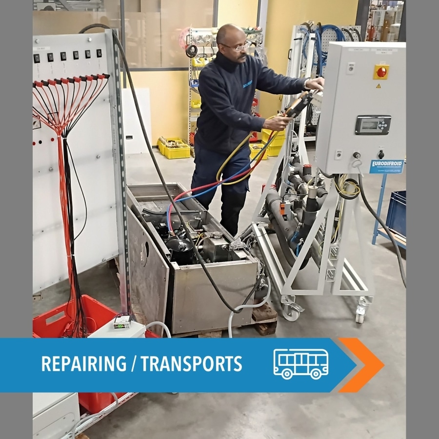 Repair of air conditioners for bus transports