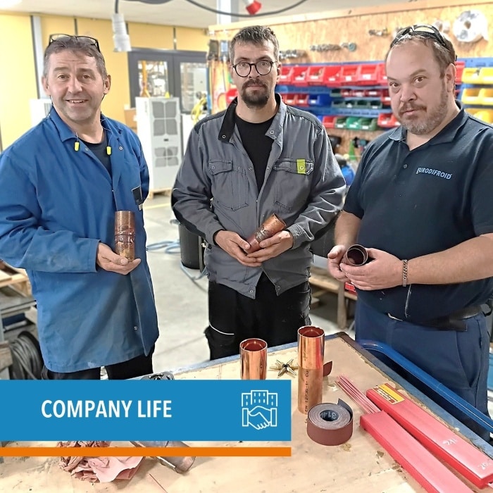 Training for Eurodifroid teams on brazing techniques for refrigeration equipment
